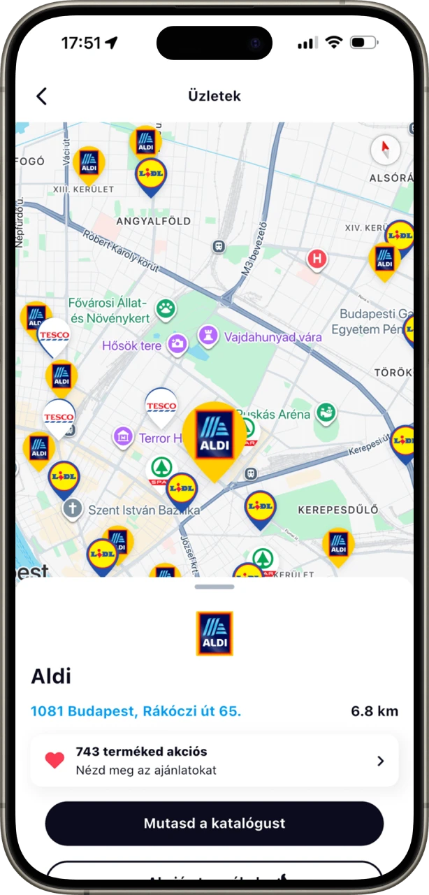 Akcióvadász bolt kereső térkép nézet